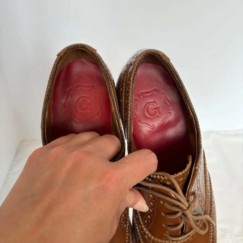 Grenson Wingtip Oxford 7 Brown Leather Brogue Lace Up Dress Shoes Preppy Classic